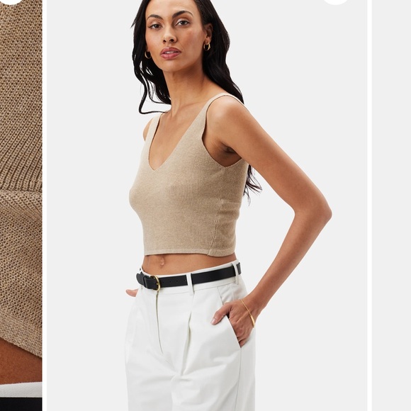 NWT knit cashmere crop in light oatmeal size Small Amour Vert - Picture 2 of 6